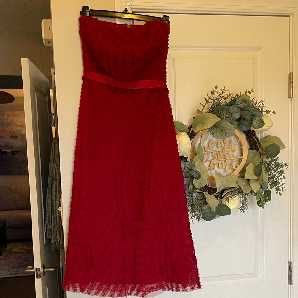 🧚‍♀️ BCBGMaxAzria Strapless Red Burgundy Dress